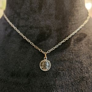 Silver quarter necklace 16 inches